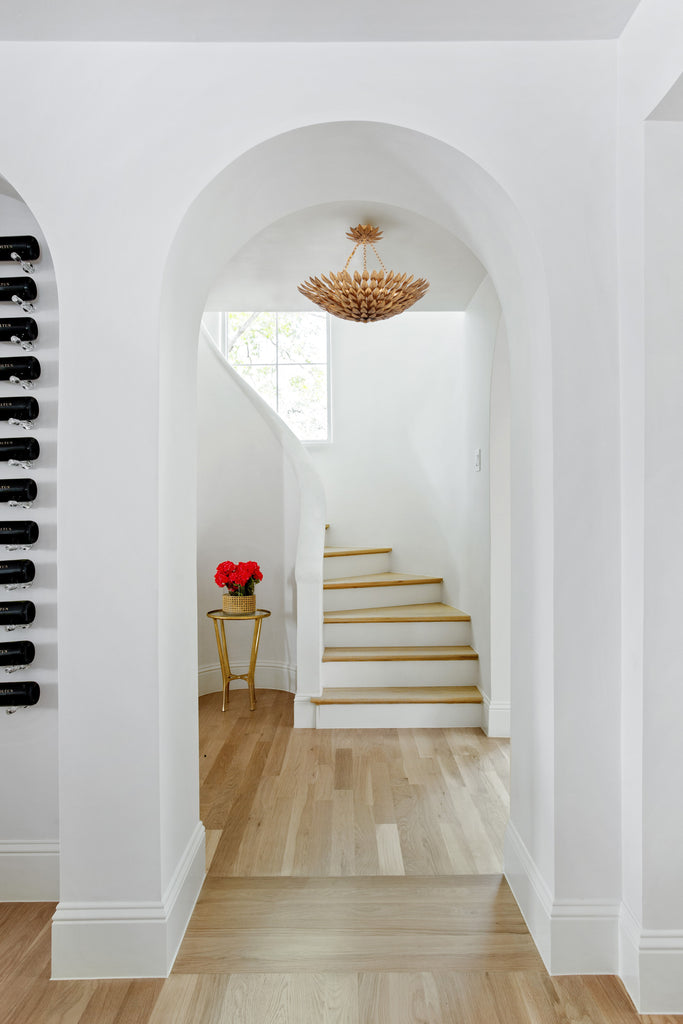 ##Antique Hardware## Broche 6 Light Antique Gold Semi Flush Mount