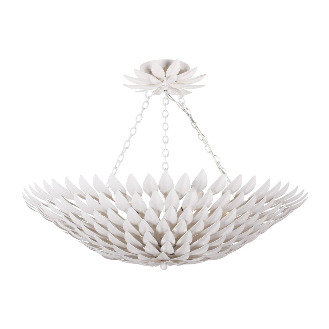 ##Antique Hardware## Broche 6 Light Matte White Semi Flush Mount