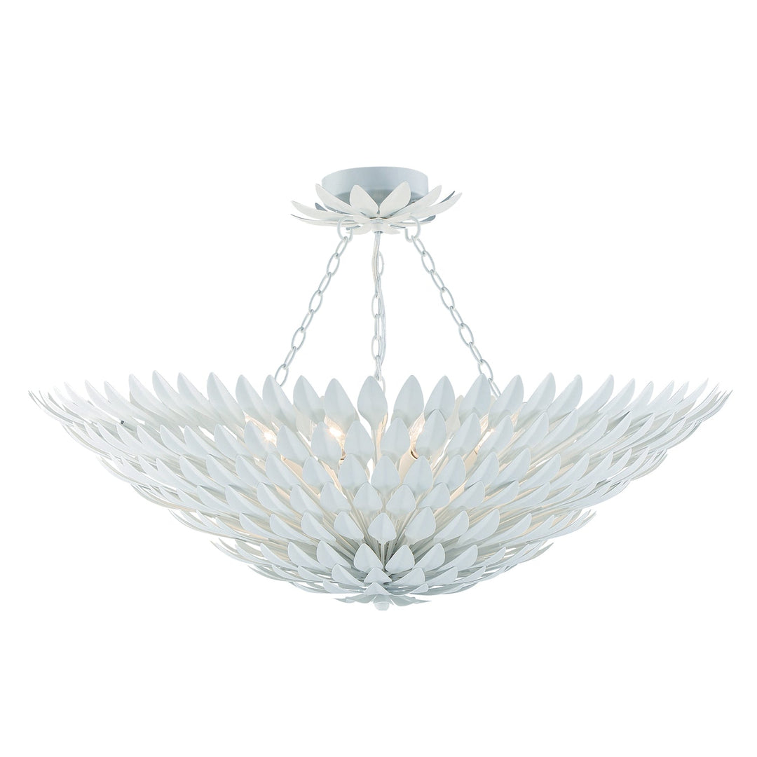 ##Antique Hardware## Broche 8 Light Matte White Semi Flush Mount