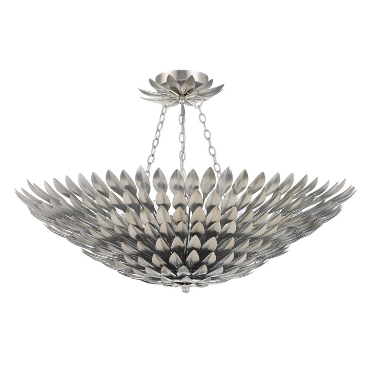 ##Antique Hardware## Broche 8 Light Antique Silver Semi Flush Mount