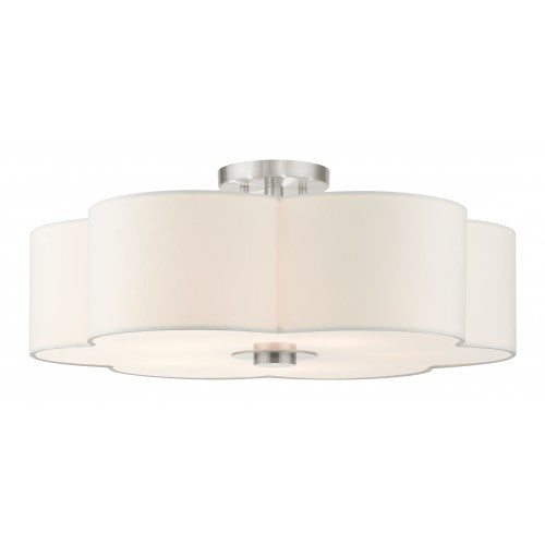 ##Antique Hardware## 5 Light Brushed Nickel Semi Flush