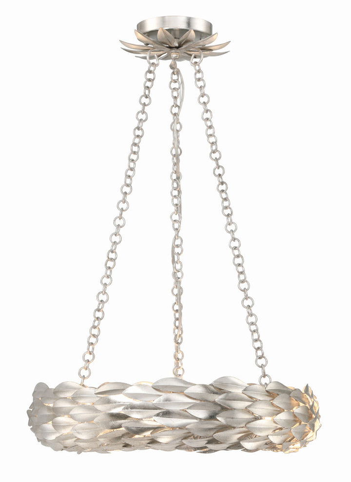 ##Antique Hardware## Broche 6 Light Antique Silver Chandelier