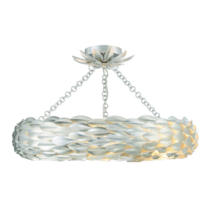 ##Antique Hardware## Broche 6 Light Antique Silver Semi Flush Mount