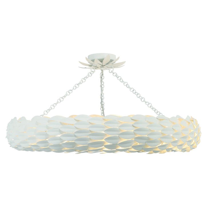##Antique Hardware## Broche 8 Light Matte White Semi Flush Mount