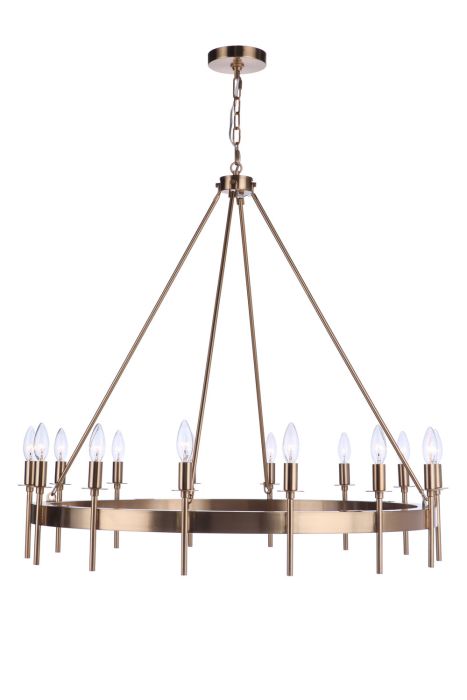 ##Antique Hardware## Larrson 14 Light Chandelier in Satin Brass