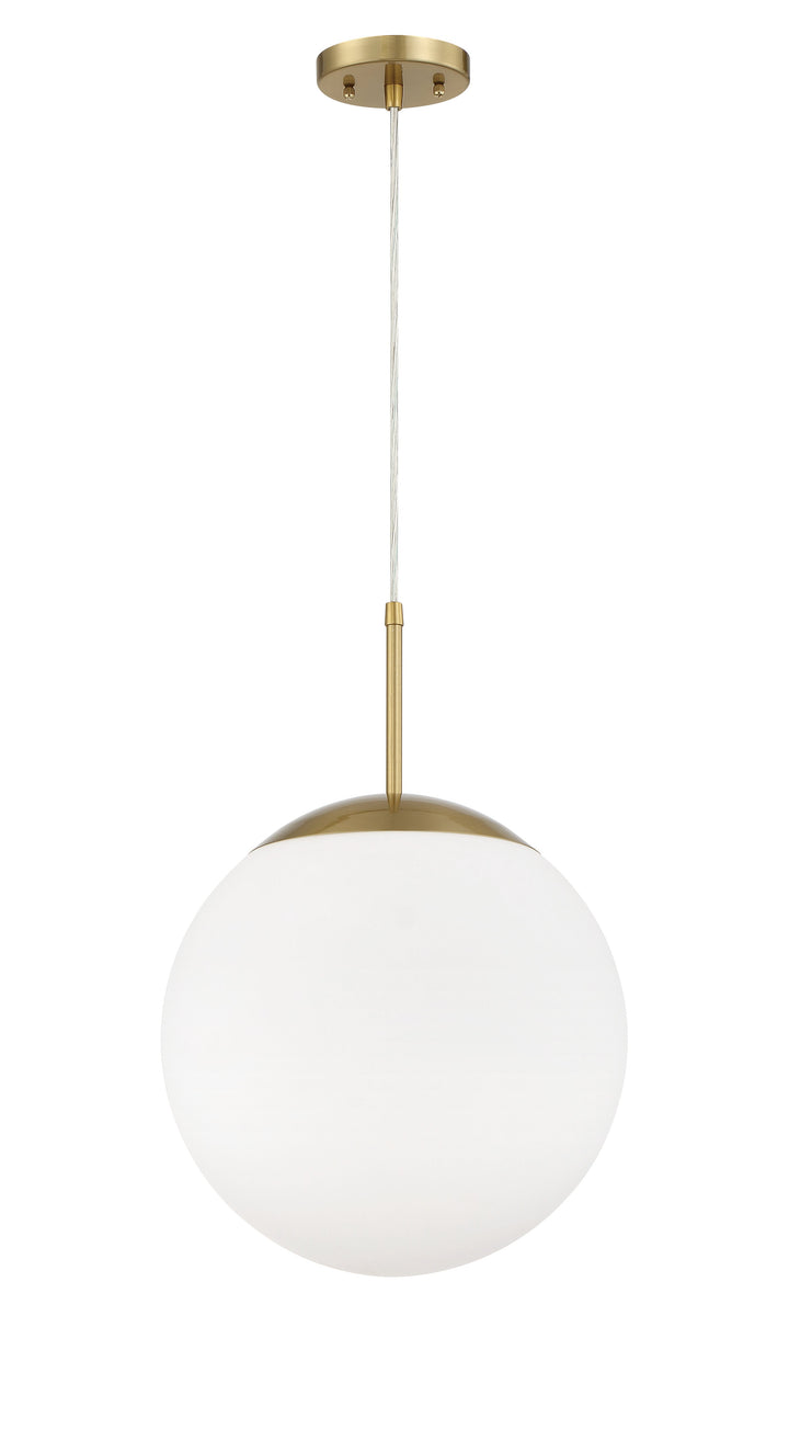 ##Antique Hardware## Gaze 1 Light 14" Pendant in Satin Brass (White Glass)