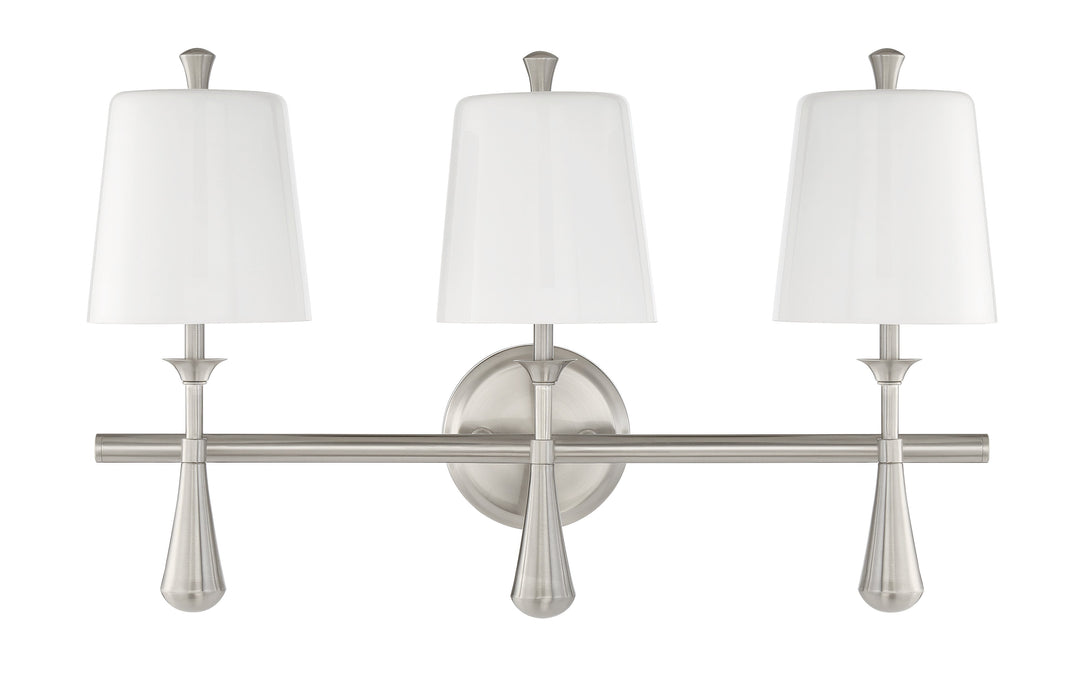##Antique Hardware## Palmer 3 Light Vanity in Brushed Polished Nickel