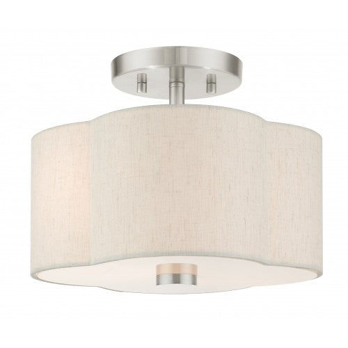 ##Antique Hardware## 2 Light Brushed Nickel Semi Flush
