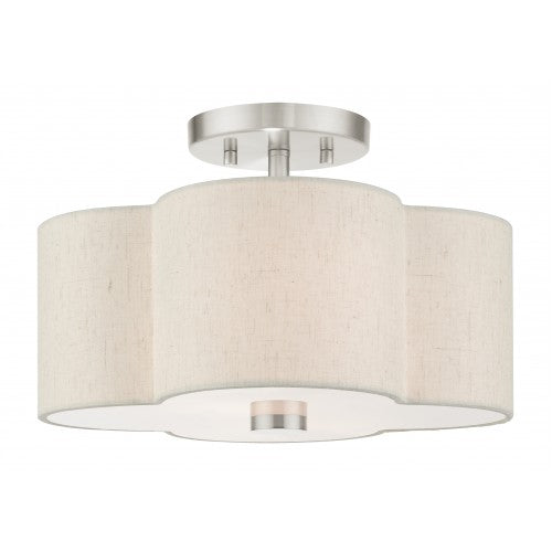 ##Antique Hardware## 2 Light Brushed Nickel Semi Flush