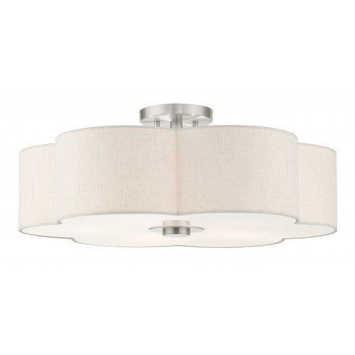 ##Antique Hardware## 5 Light Brushed Nickel Semi Flush