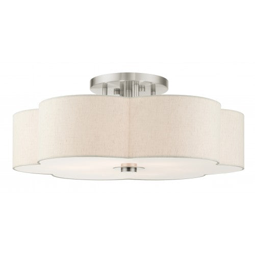 ##Antique Hardware## 6 Light Brushed Nickel Semi Flush