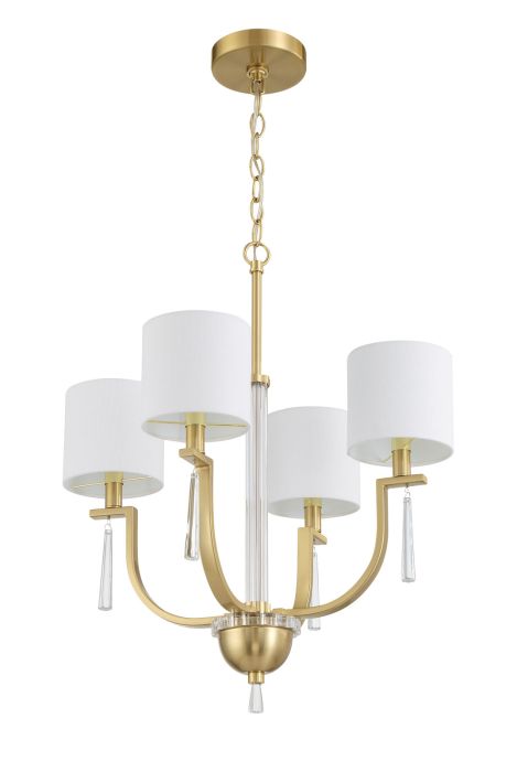 ##Antique Hardware## Fortuna 4 Light Chandelier in Satin Brass
