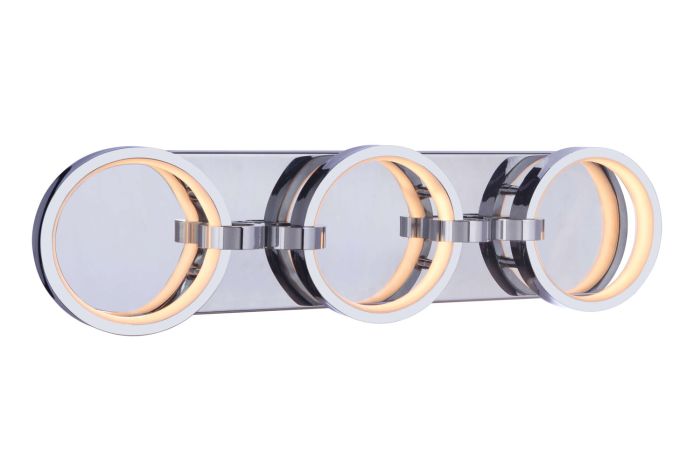 Antique Hardware Context 3 Light LED Vanity in Chrome Bath and Vanity