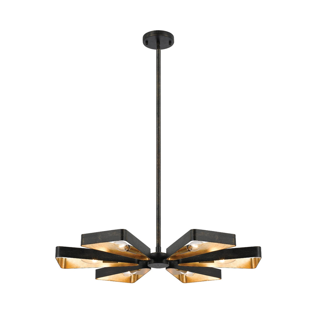 ##Antique Hardware## Luna 6 Light English Bronze + Antique Gold Chandelier