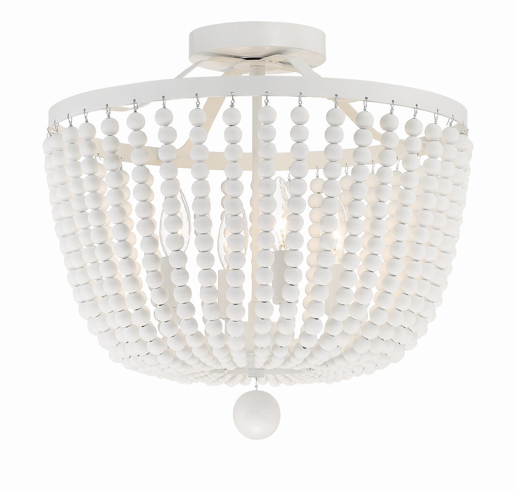 ##Antique Hardware## Rylee 4 Light Matte White Semi Flush Mount