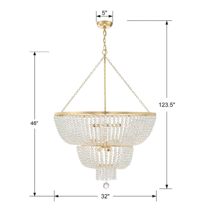 ##Antique Hardware## Rylee 12 Light Antique Gold Chandelier