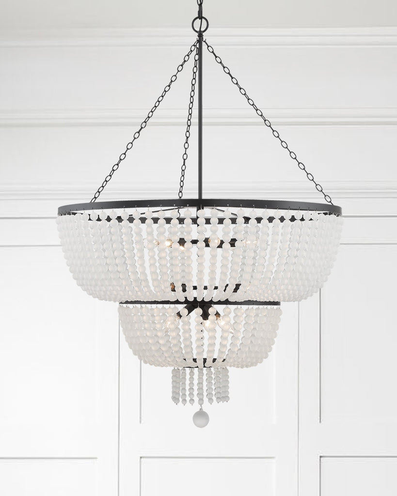 ##Antique Hardware## Rylee 12 Light Matte Black Chandelier