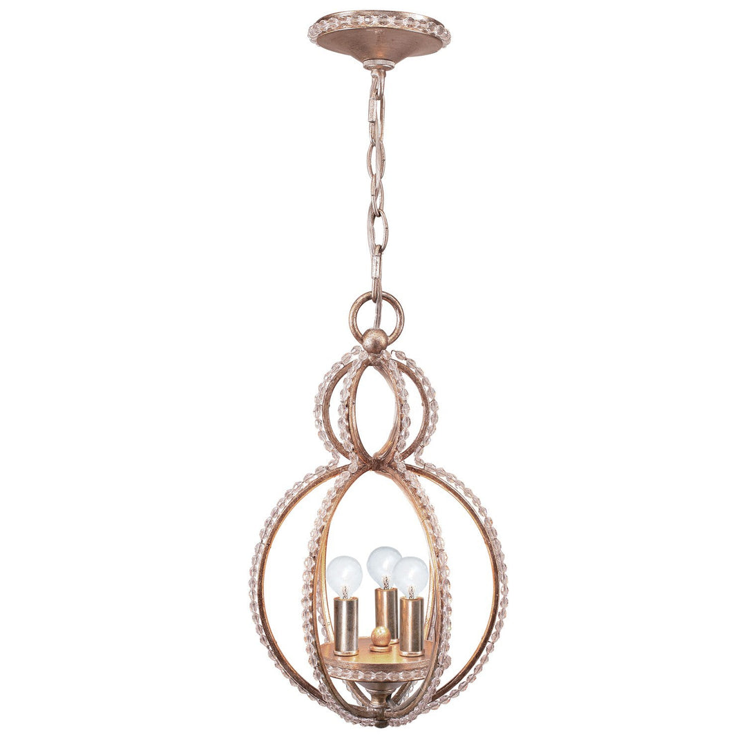 ##Antique Hardware## Garland 3 Light Crystal Bead Distressed Twilight Mini Chandelier