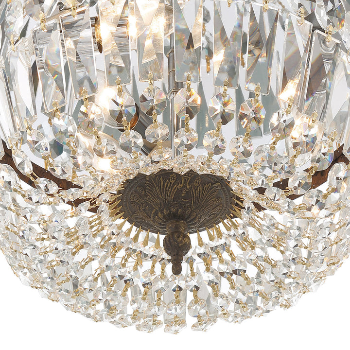 ##Antique Hardware## Crystorama 3 Light Spectra Crystal English Bronze Flush Mount