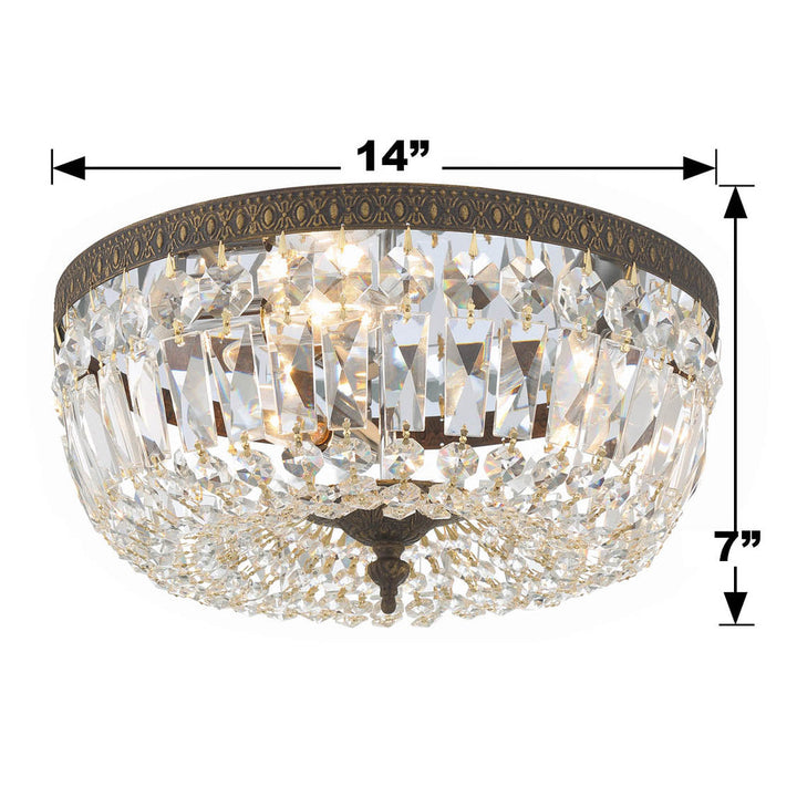 ##Antique Hardware## Crystorama 3 Light Spectra Crystal English Bronze Flush Mount