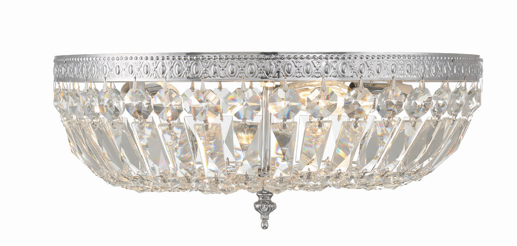 ##Antique Hardware## Crystorama 3 Light Spectra Crystal Polished Chrome Flush Mount