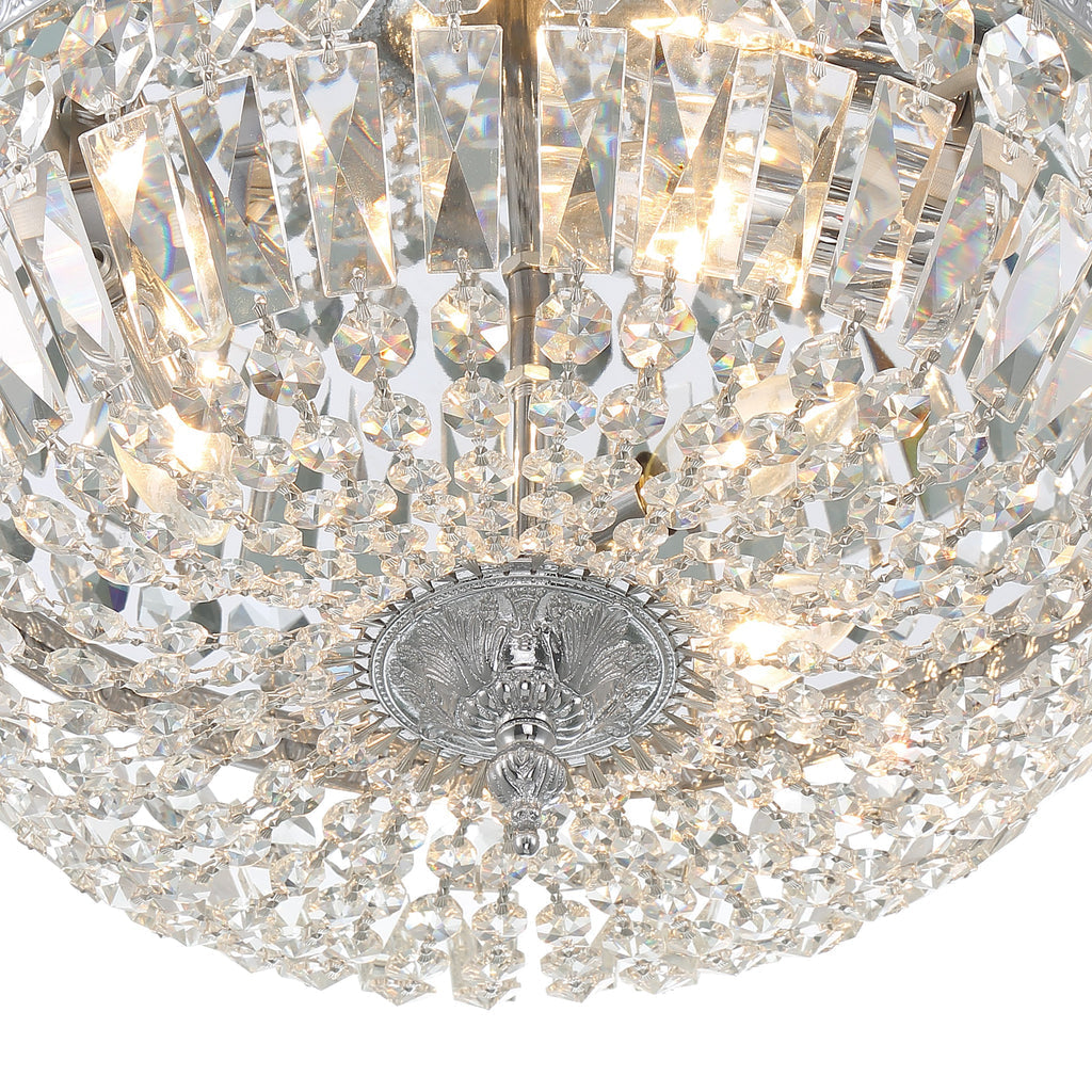 ##Antique Hardware## Crystorama 3 Light Spectra Crystal Polished Chrome Flush Mount