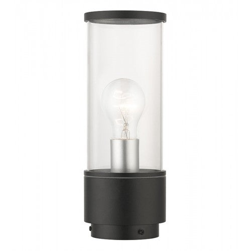 ##Antique Hardware## 2 Light Textured Black Outdoor Medium Post Top Lantern with Antique Silver Finish Accents