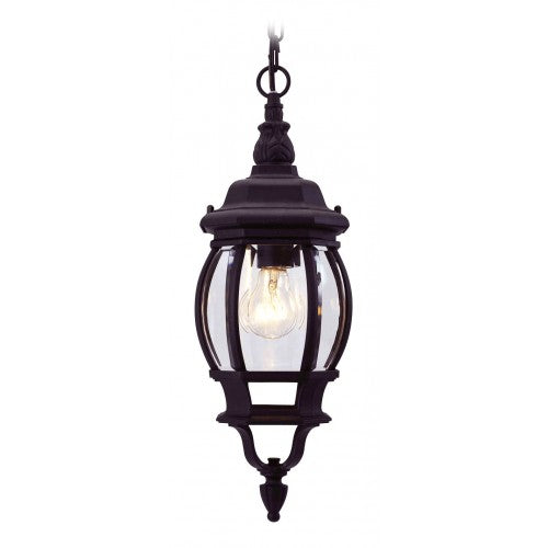 ##Antique Hardware## 1 Light Textured Black Outdoor Pendant Lantern