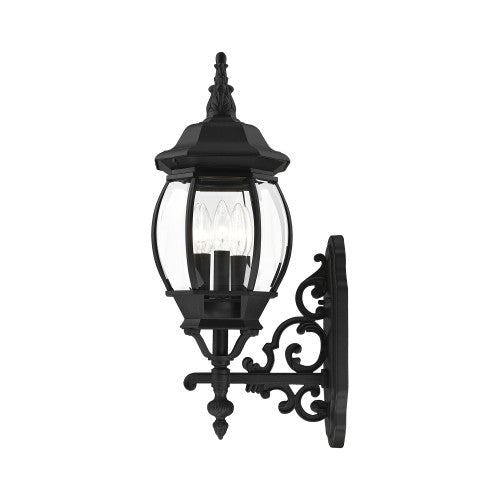 ##Antique Hardware## 3 Light Textured Black Outdoor Wall Lantern