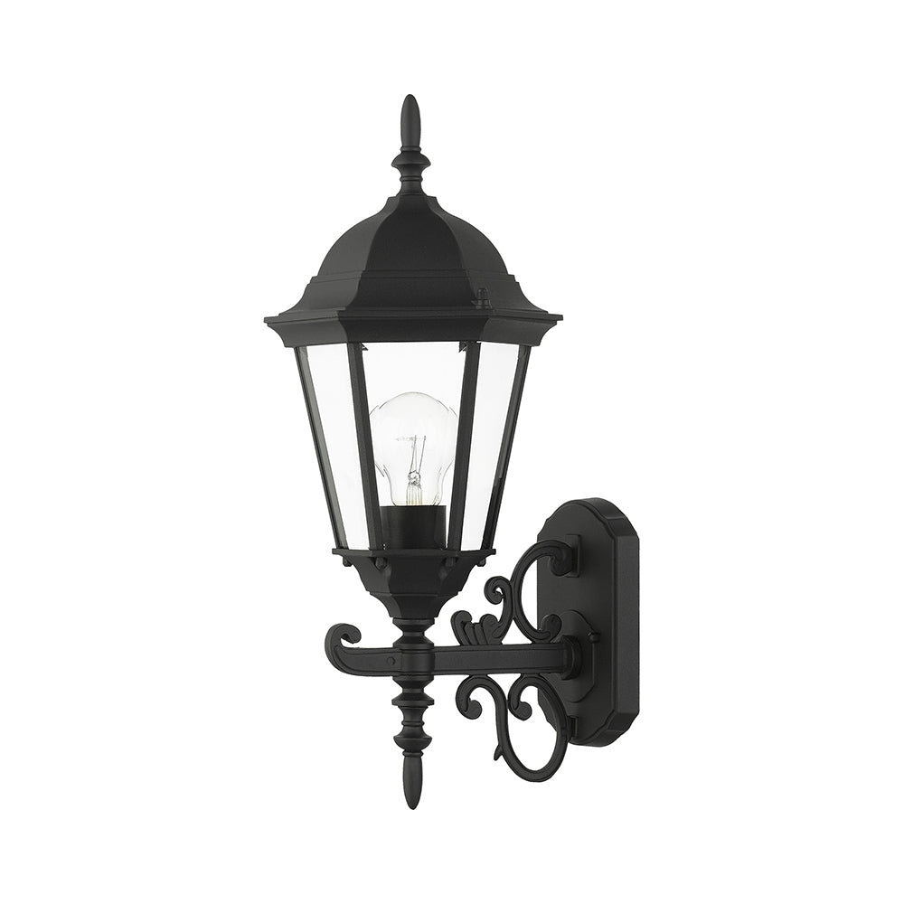 ##Antique Hardware## 1 Light Textured Black Outdoor Wall Lantern