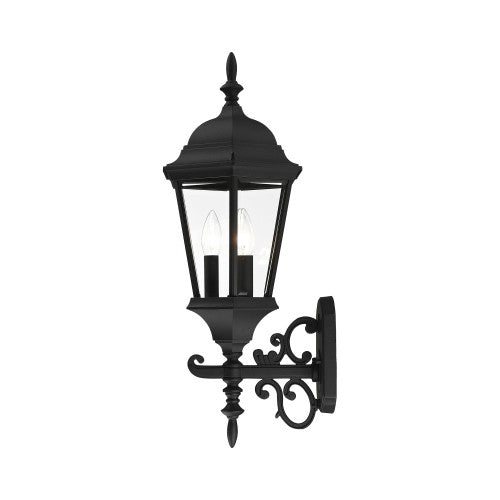 ##Antique Hardware## 3 Light Textured Black Outdoor Wall Lantern