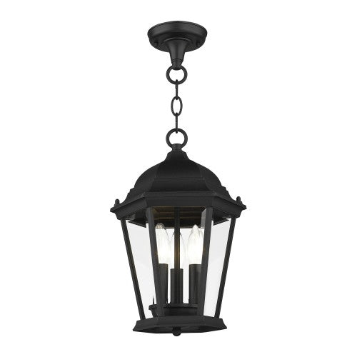 ##Antique Hardware## 3 Light Textured Black Outdoor Pendant Lantern