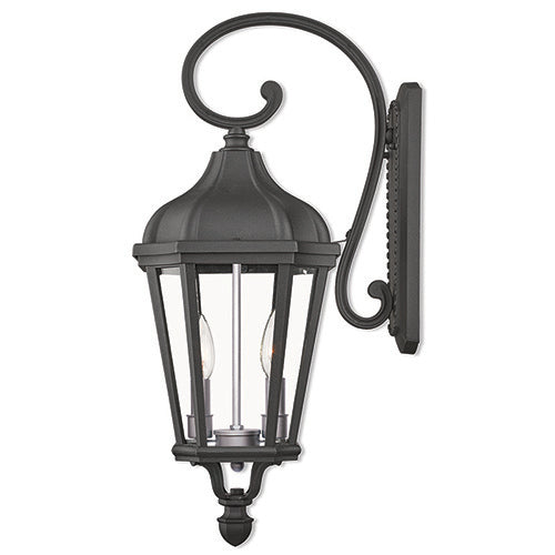 ##Antique Hardware## 2 Light Textured Black Outdoor Wall Lantern