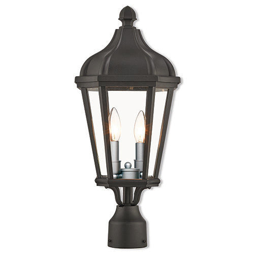 Antique Hardware 2 Light Textured Black Outdoor Post Top Lantern Post
