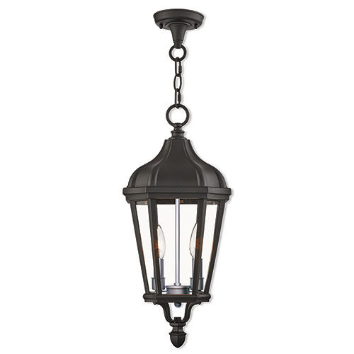 ##Antique Hardware## 2 Light Textured Black Outdoor Pendant Lantern