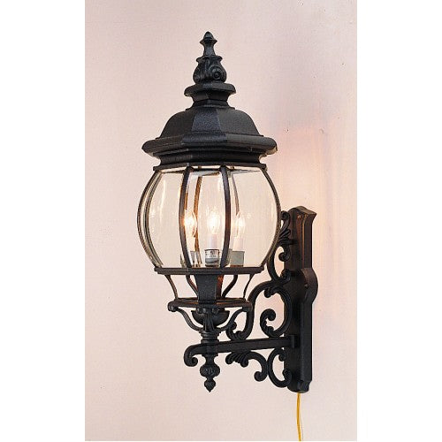 ##Antique Hardware## 4 Light Textured Black Outdoor Wall Lantern