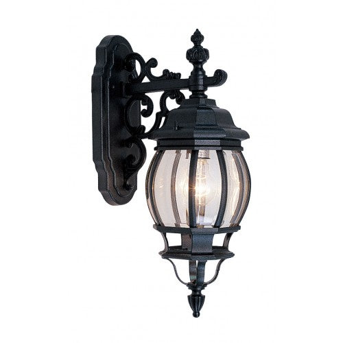 ##Antique Hardware## 1 Light Textured Black Outdoor Wall Lantern