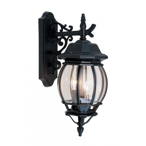 ##Antique Hardware## 3 Light Textured Black Outdoor Wall Lantern