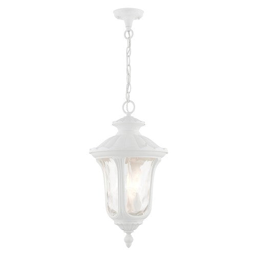 ##Antique Hardware## 3 Light Textured White Outdoor Pendant Lantern