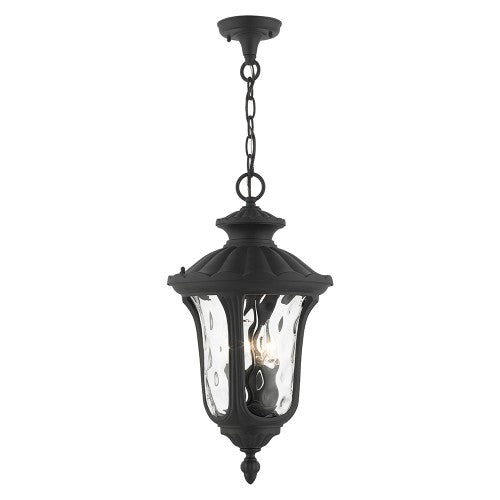 ##Antique Hardware## 3 Light Textured Black Outdoor Pendant Lantern