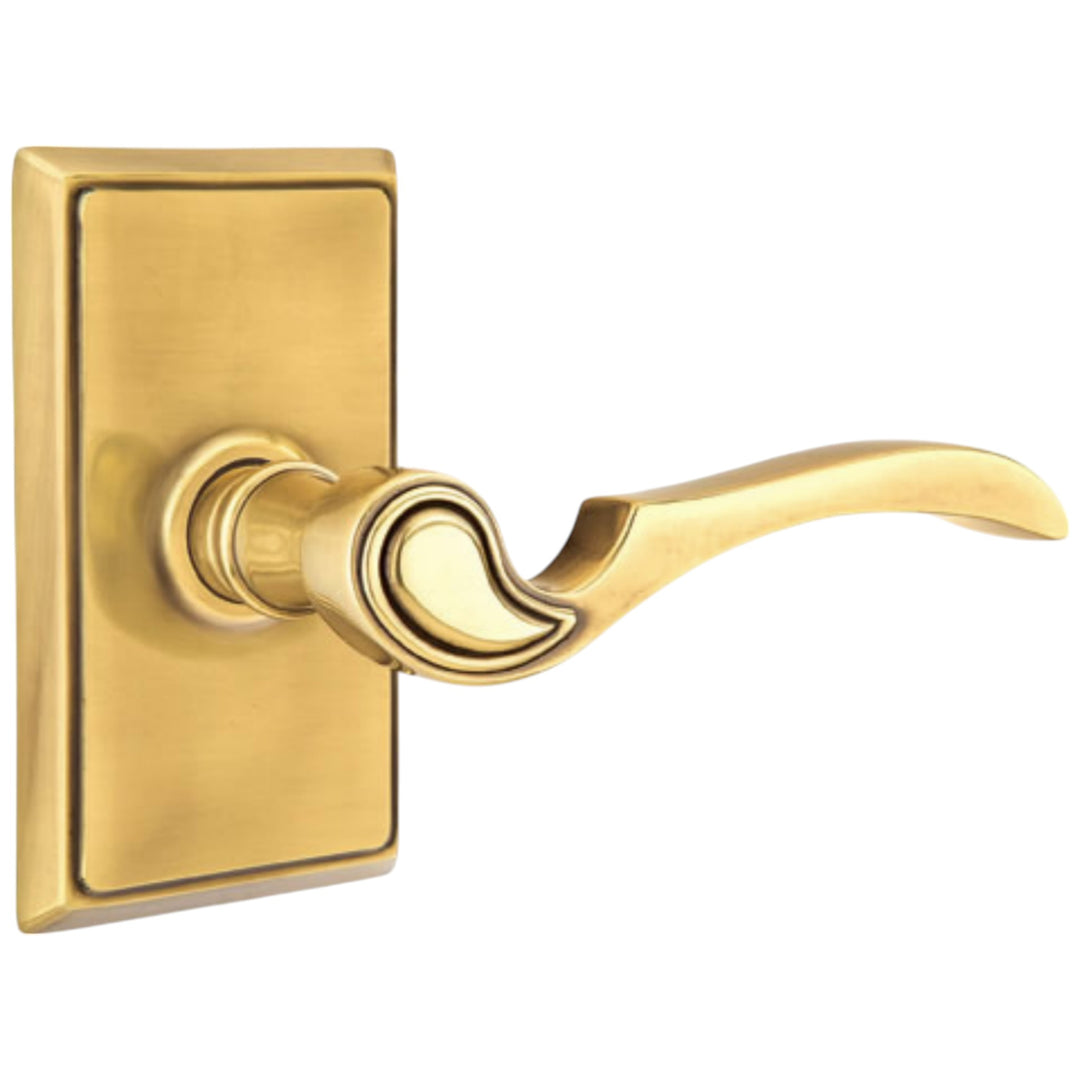 ##Antique Hardware## Emtek Solid Brass Coventry Lever With Modern Rectangular Rosette (Several Finish Options)