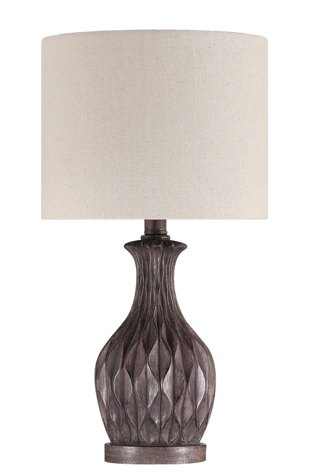 ##Antique Hardware## 1 Light Resin Base Table Lamp in Carved Painted Brown (2 Pack)