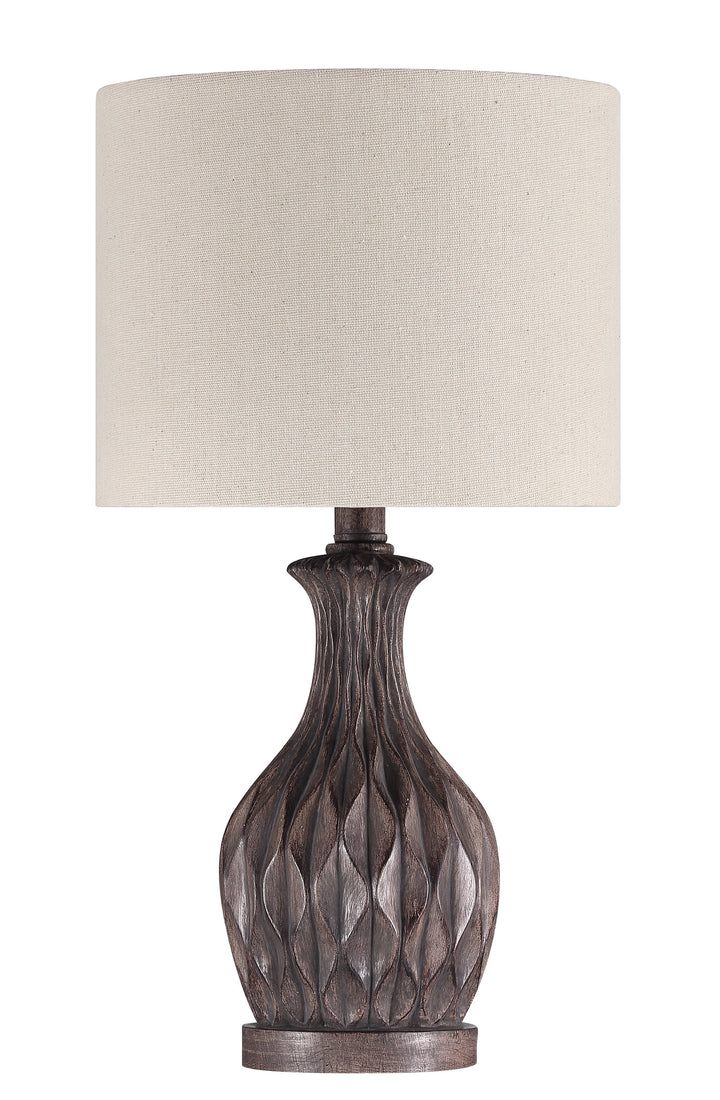##Antique Hardware## 1 Light Resin Base Table Lamp in Carved Painted Brown (2 Pack)