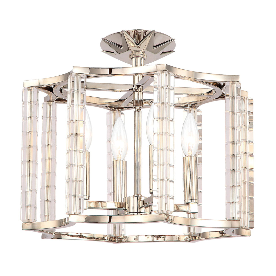 ##Antique Hardware## Carson 4 Light Polished Nickel Convertible Semi Flush Mount