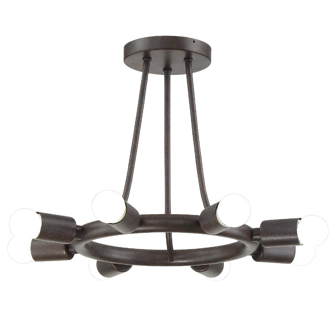 ##Antique Hardware## Dakota 8 Light Charcoal Bronze Semi Flush Mount