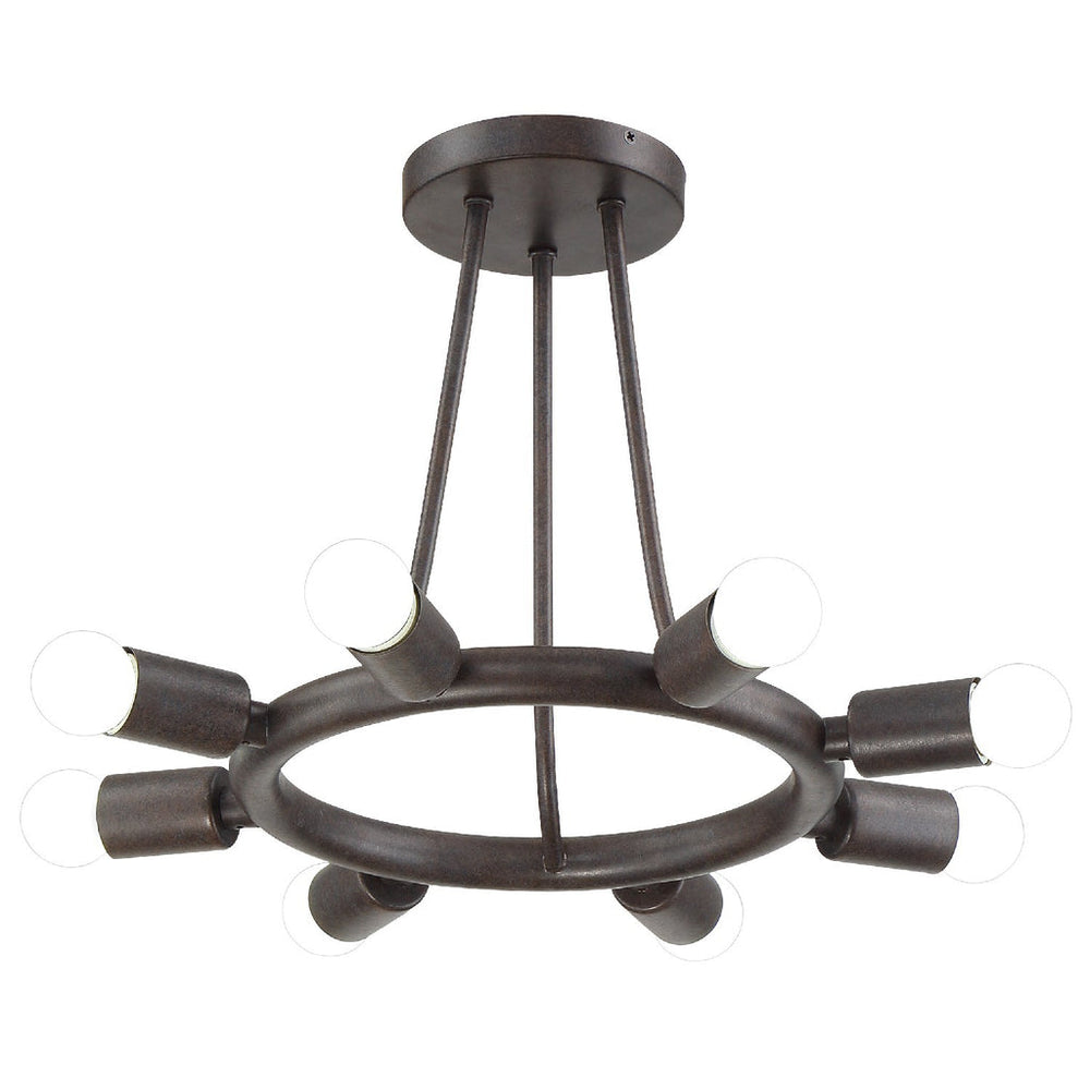 ##Antique Hardware## Dakota 8 Light Charcoal Bronze Semi Flush Mount