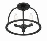 ##Antique Hardware## Abbott 3 Light Black Semi Flush Mount