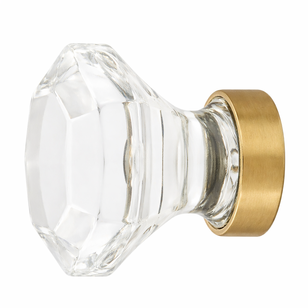 1 1/4 Inch Crystal Glass Old Town Clear Cabinet & Furniture Knob