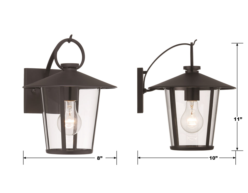##Antique Hardware## Andover 1 Light Matte Black Outdoor Sconce