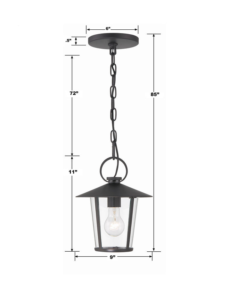 ##Antique Hardware## Andover 1 Light Matte Black Outdoor Pendant